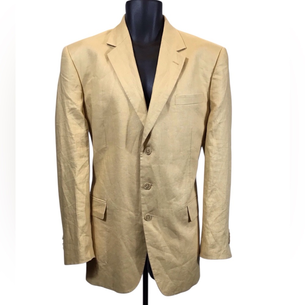 Vintage Inserch Mens 100% Linen Blazer Size 44R New 3 Button Sports Coat Jacket